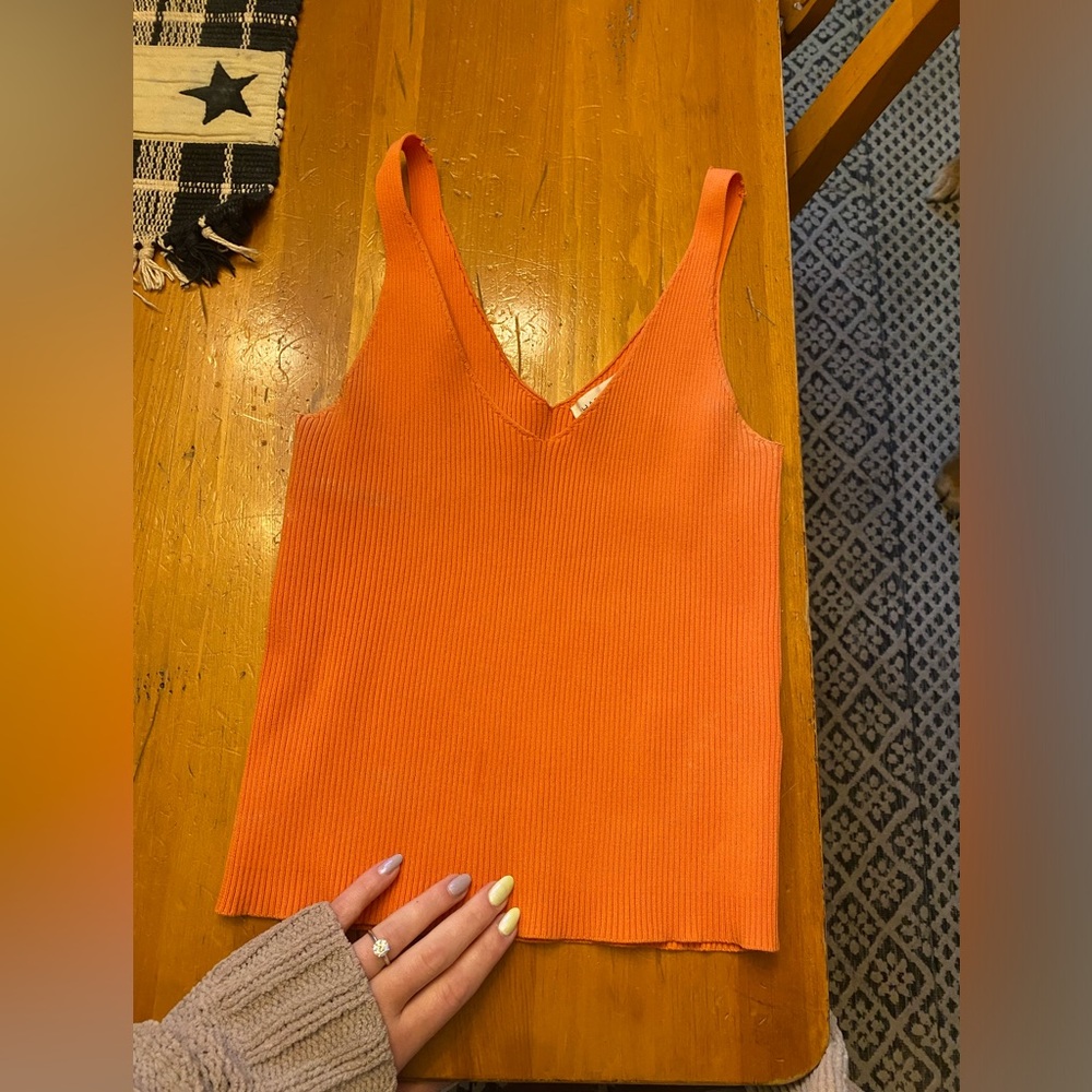 Happily grey orange crop top, size medium